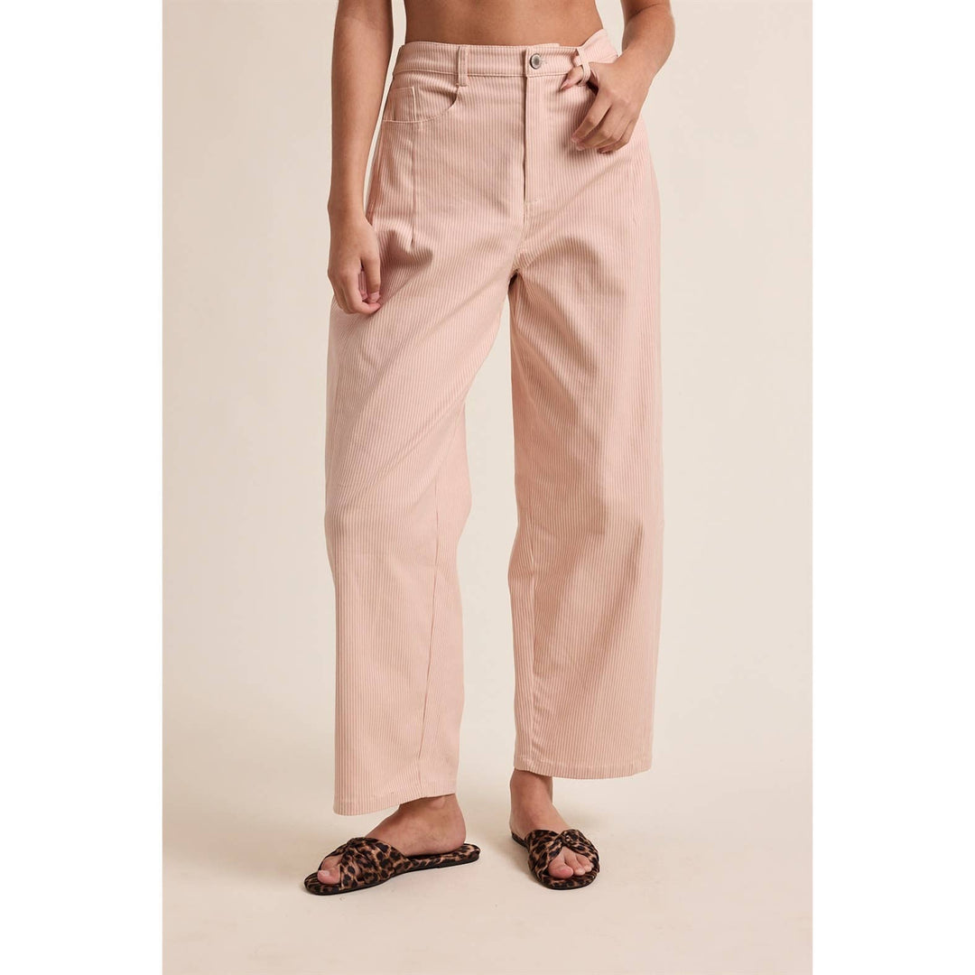 PINSTRIPE RELAXED WIDE LEG COTTON PANTS / WL25