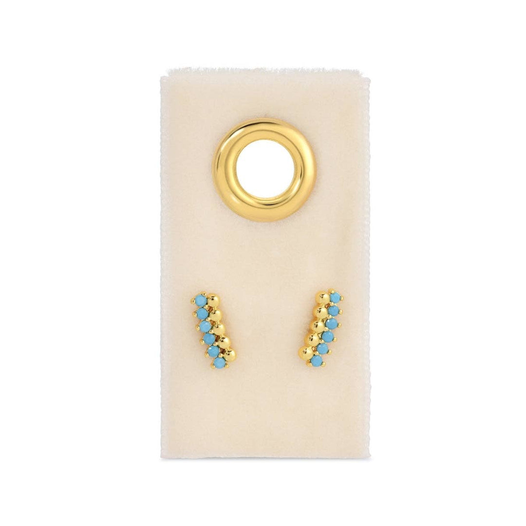 Delicate Dots &amp; CZ Studs On Velvet Tag SP365