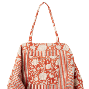 Indian Flowers Printed Large Bag Tupia Terracotta