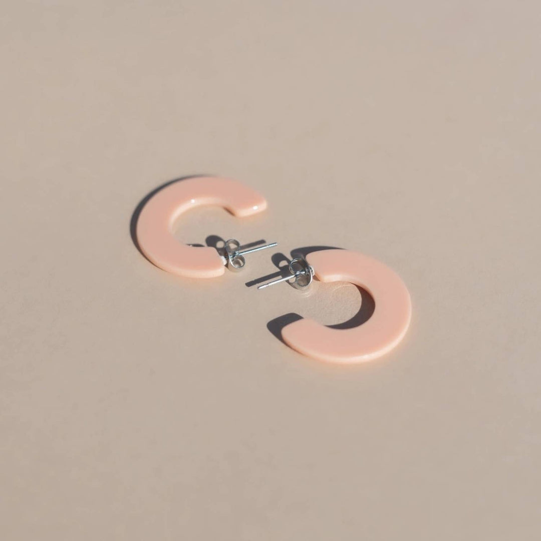 Ray | Petal | Pink Hoop Earrings | New Thinner Style NN29