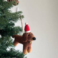 Load image into Gallery viewer, Felt Dachshund Dog with Christmas Hat GN27