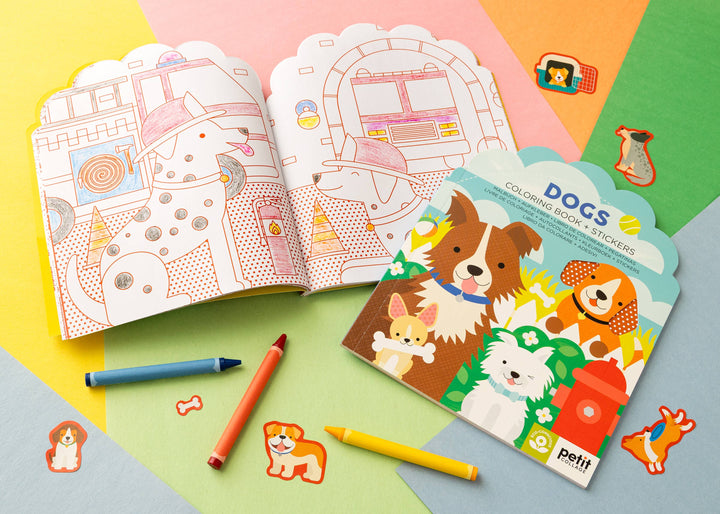 Coloring Book With Stickers: Dogs