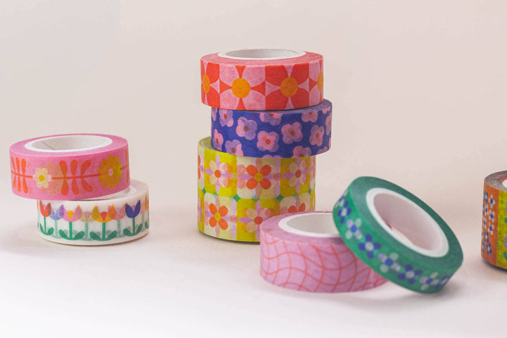 Primrose Party 15mm • Retro Scattered Flowers Washi Tape MD22