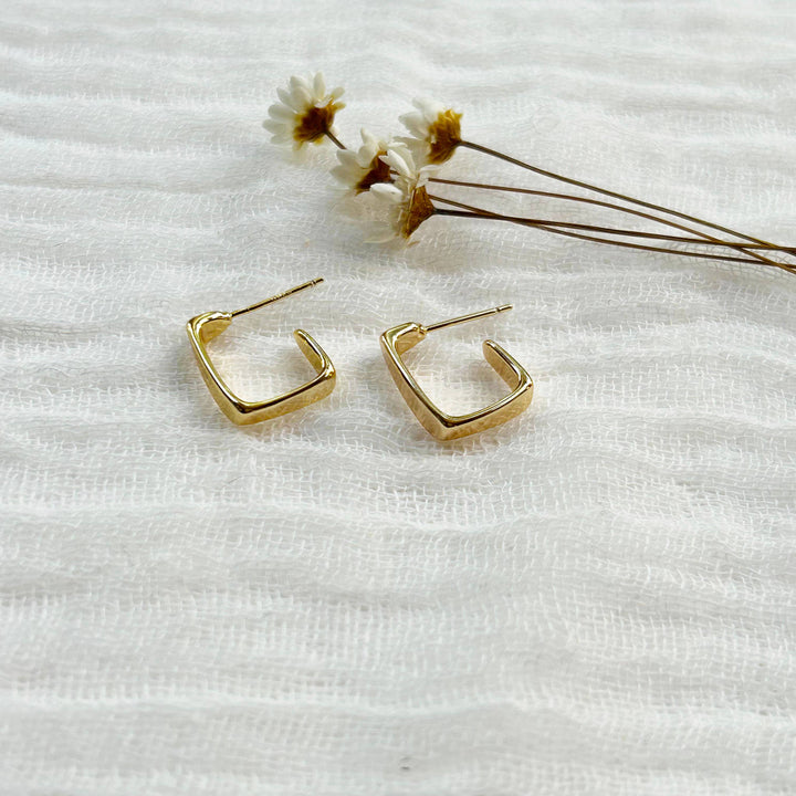 Dainty Gold Open Square Hoops KT925