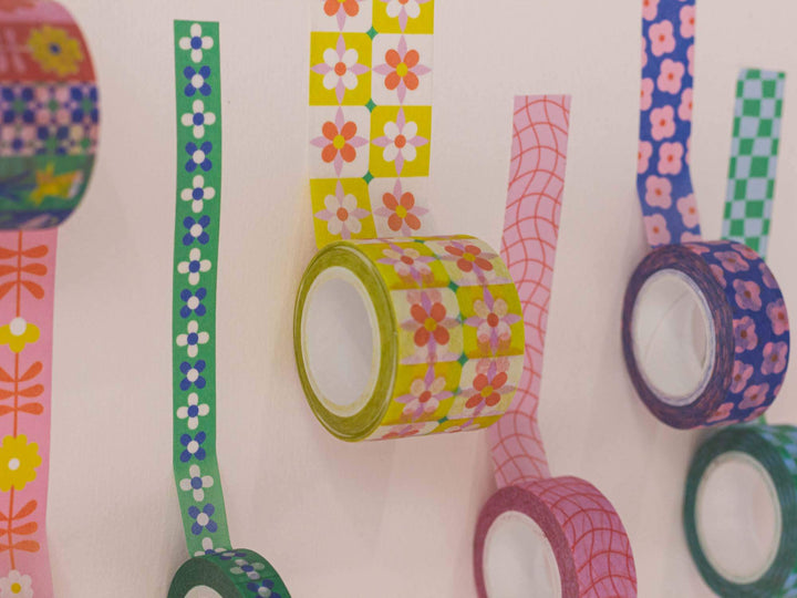 Primrose Party 15mm • Retro Scattered Flowers Washi Tape MD22