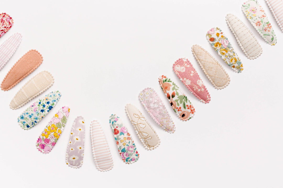 Pink Raised Stitch Fabric Hair Clips FC97