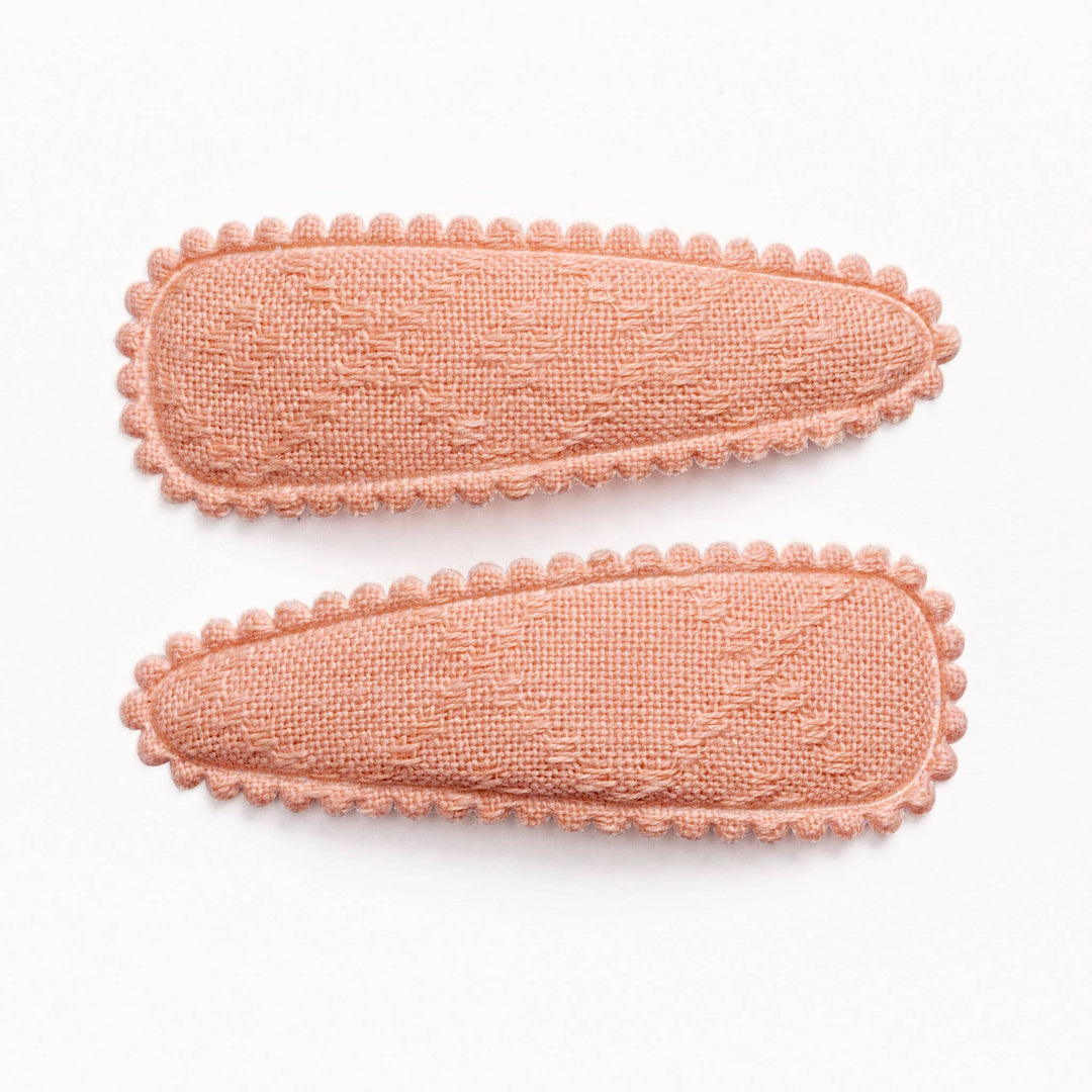 Pink Raised Stitch Fabric Hair Clips FC97