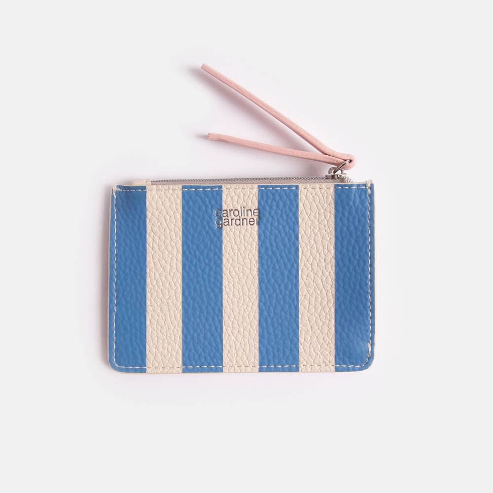 Blue/Cream Stripe Short Patch Purse