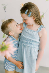 Lake Blue Floral Fabric Hair Clips FC07