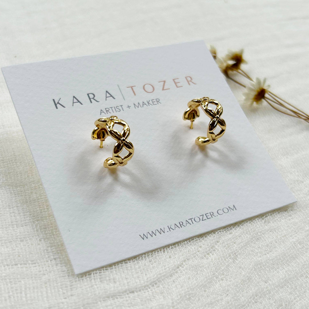 Dainty Gold Cross "X" Hoops KT978
