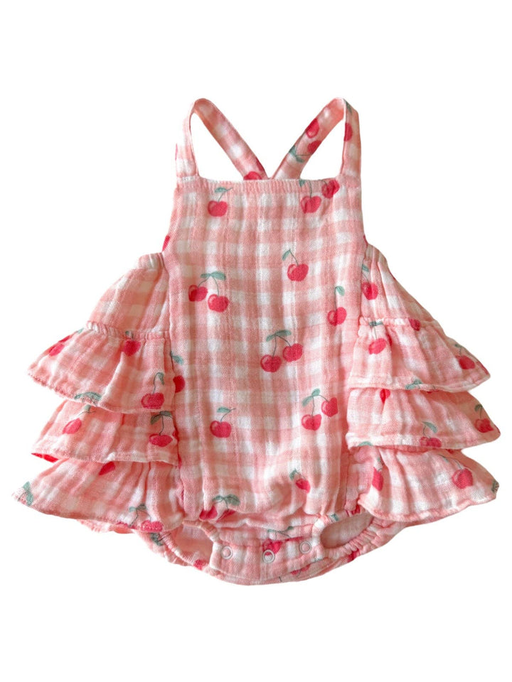 Gingham Cherries / Muslin Ruffle Sunsuit SIIX23