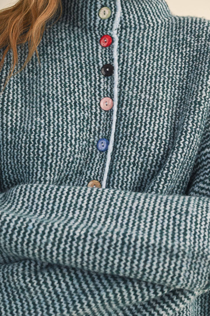 STRIPED SWEATER CARDIGAN WITH COLORFUL BUTTONS MS112