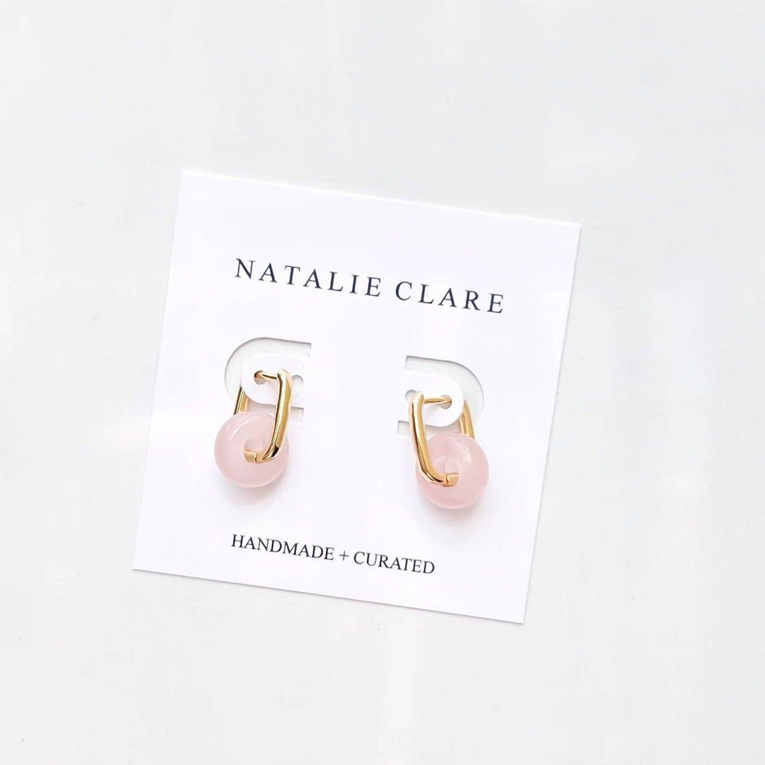 Rose Quartz Hoops NC23