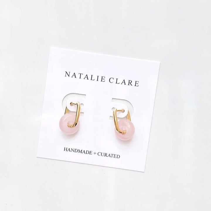Rose Quartz Hoops NC23