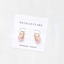Load image into Gallery viewer, Rose Quartz Hoops NC23