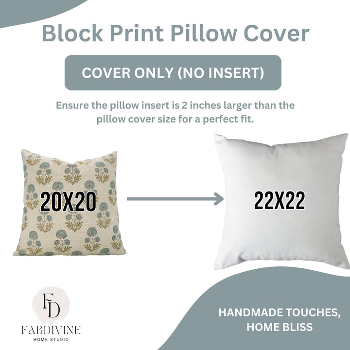 Handcrafted Block Print Linen Blend Pillow Cover - Rishi FB02