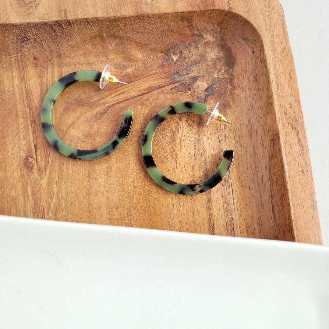 Camy Hoops - Olive Tortoise // Jewelry, Earrings, Fall SS236