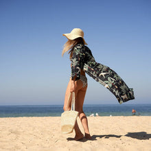 Load image into Gallery viewer, ‘Midnight Jungle’ 100% Cotton Kimono Robe