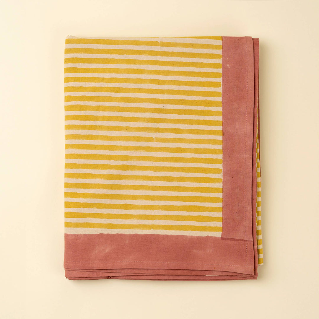Sun Stripe Block Print Tablecloth DB533