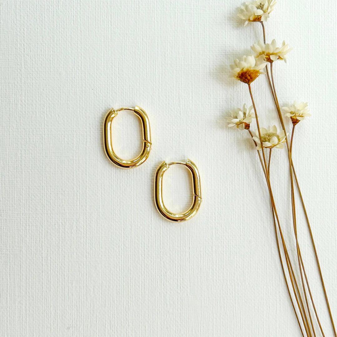 Thick Everyday Gold Oval Hoops KT03