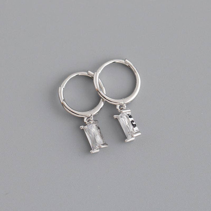 Emerald Cut Color Gem Drop Earrings in 925 Sterling Silver