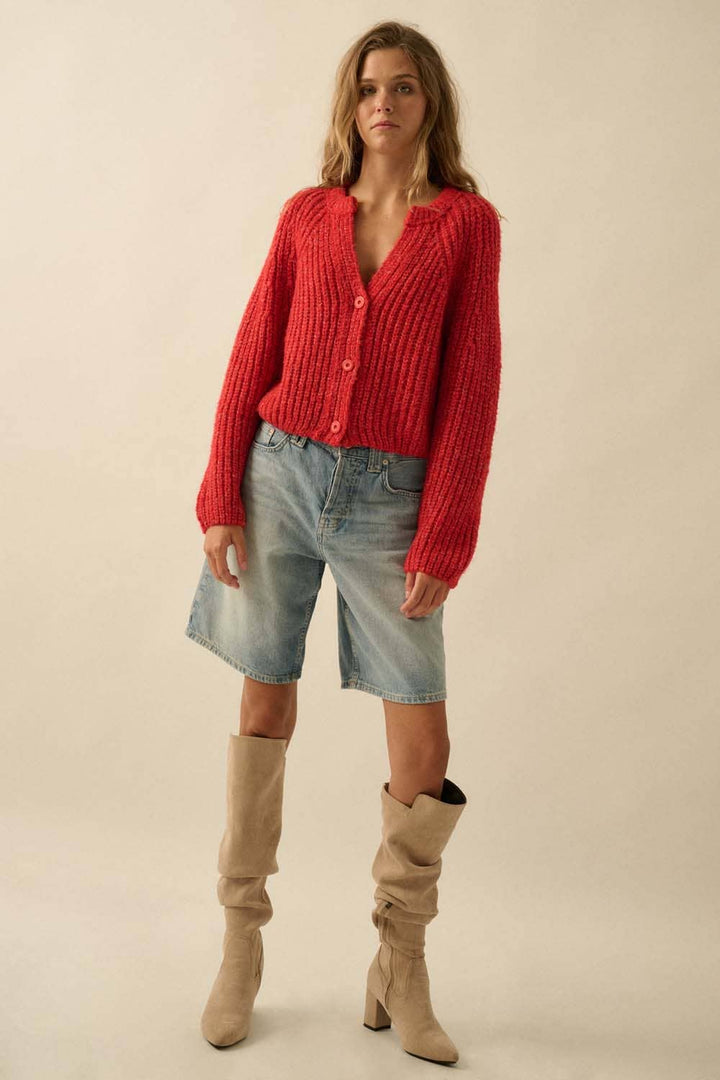 Confetti Button-Front Cardigan Sweater UT28