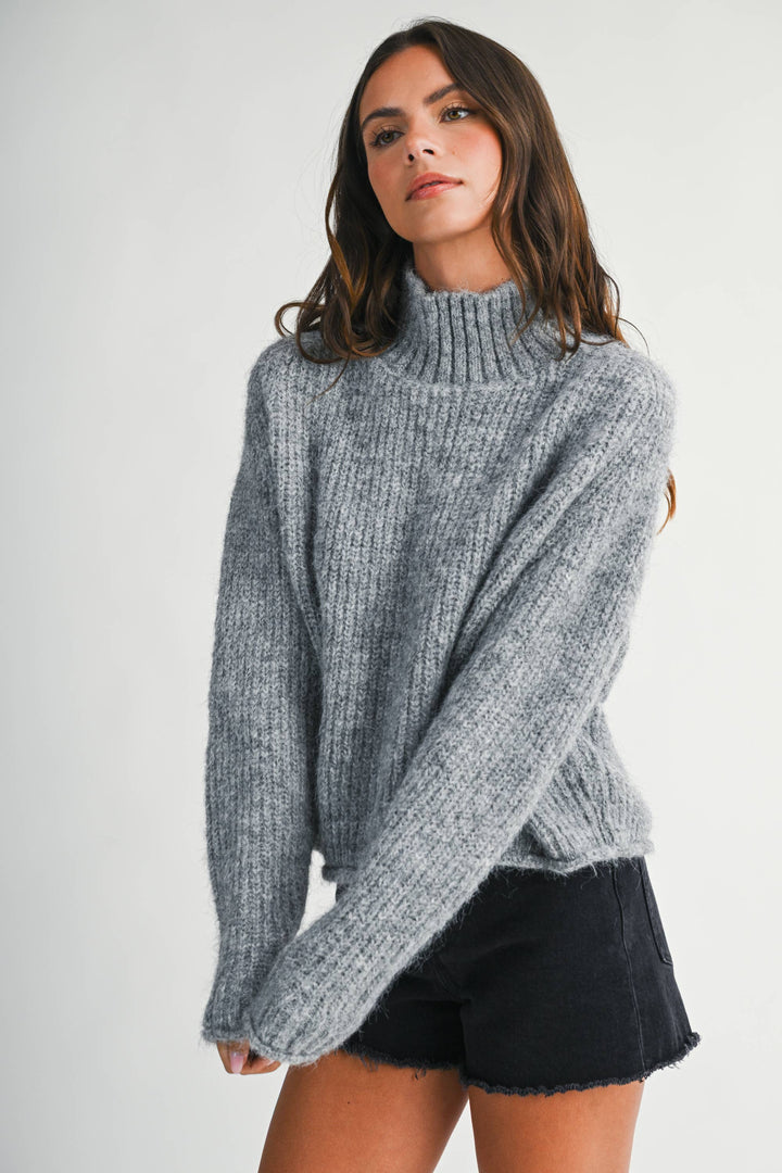 348K Soft Brushed Mock Neck Sweater