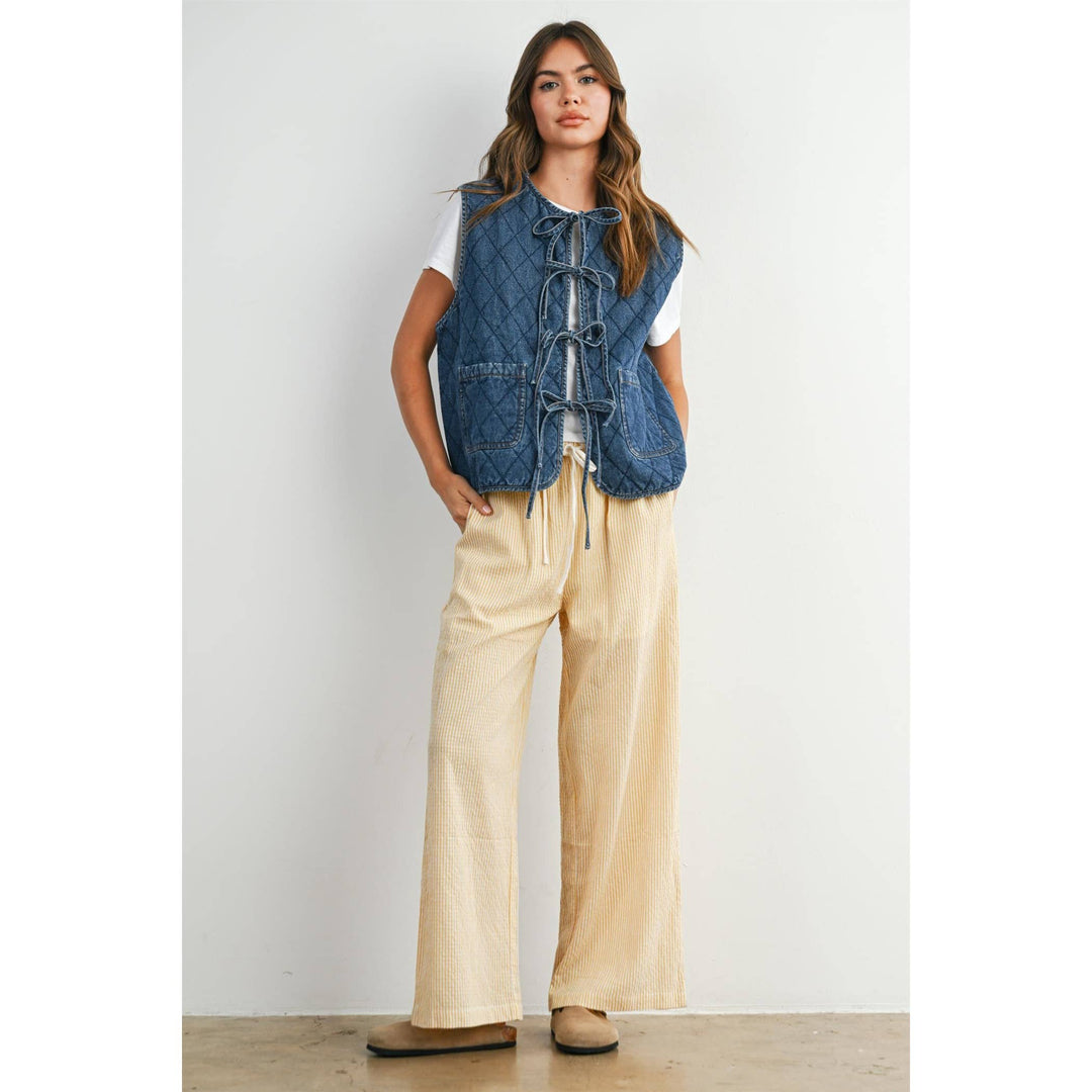 Quilted Tie-Front Vest - BMJ8086