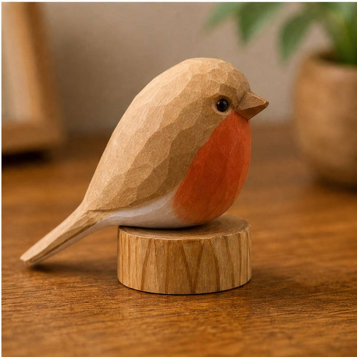 Artisan Hand-Carved Basswood Bird Figurine