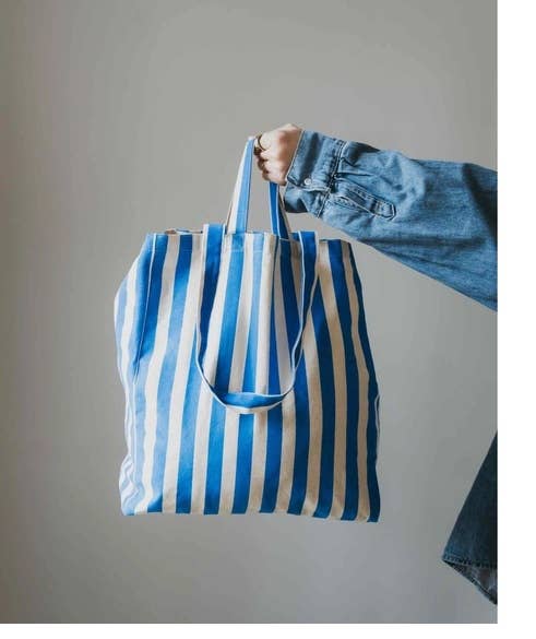 Striped Canvas Tote Bag