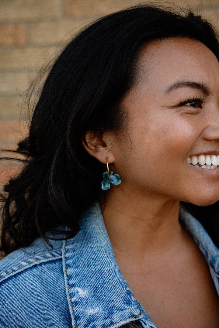 Magnolia Hoops - Alpine Green // Fall, Gold, Earrings