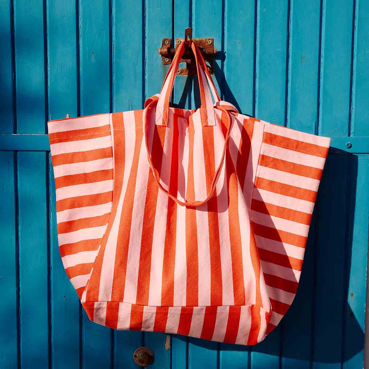 ELISA TOTE BAG STRIPES TOMATO / CANDY PINK