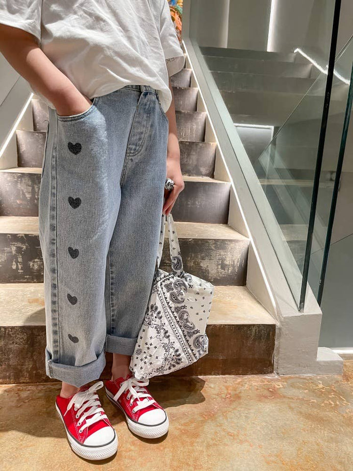 Heart Wide-Leg Denim Jeans 25PS