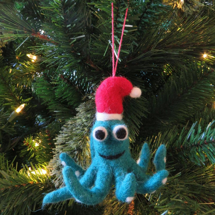 Handmade Felt Biodegradable Christmas Octopus Tree Hanging