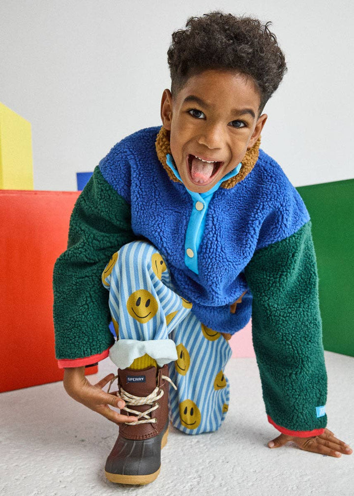Color Block Fleece Pullover - Blue