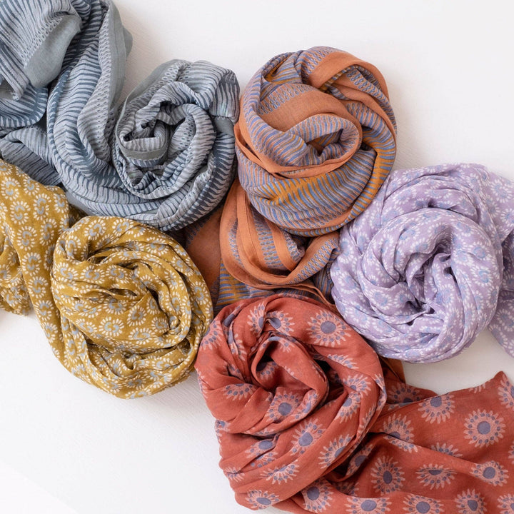 Marta Ochre Block Printed Scarf GMS26