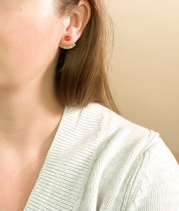 Carnelian Mini Pleat Jacket Earrings MS08