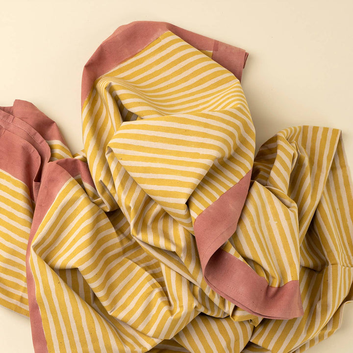 Sun Stripe Block Print Tablecloth DB533