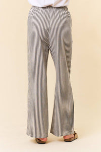 LINEN BLEND STRIPE WIDE LEG PANTS