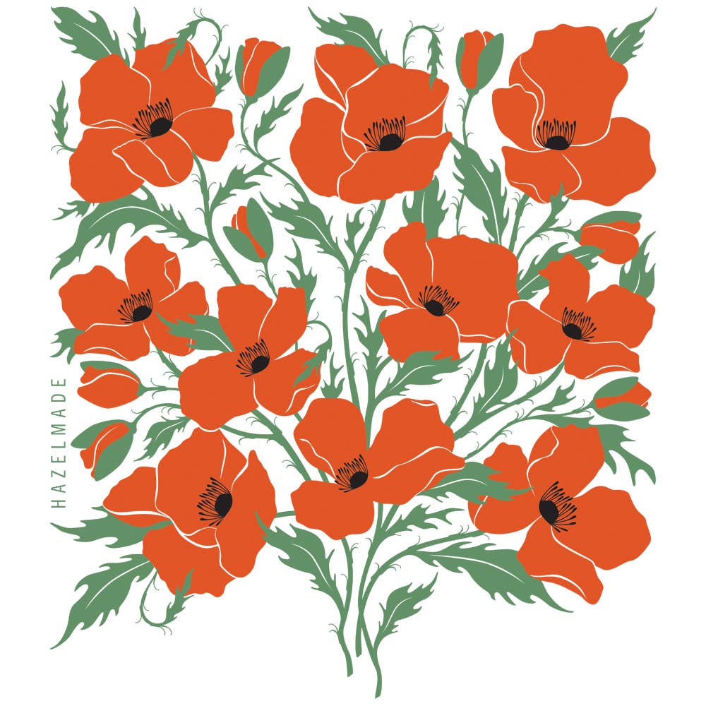 Poppies Tea Towel / Kitchen Decor / USA Made HM104