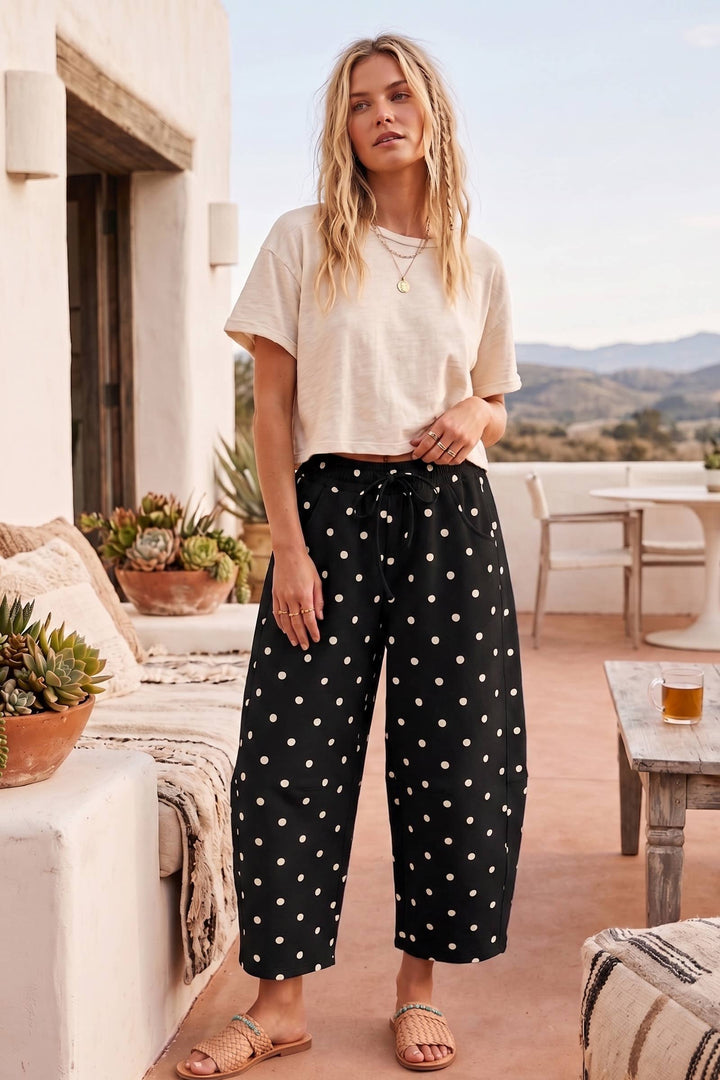 Polka Dot Heavy Scuba Barrel Lounge Pants SWN64