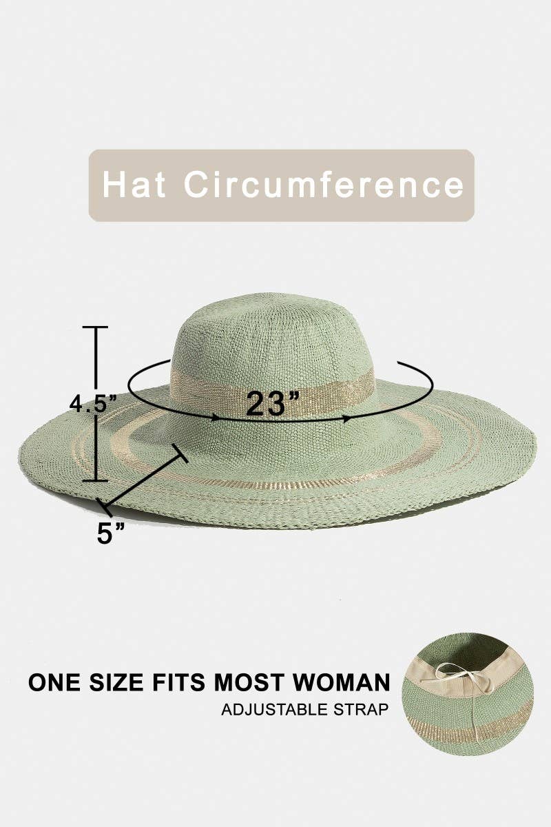 Metallic Accent Trim Floppy Sun Hat