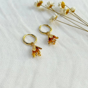 Dainty Floral Charm Huggie Hoops KT07