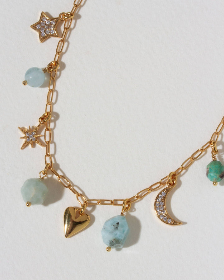 Blue Skies Gemstone Charm Necklace LN89