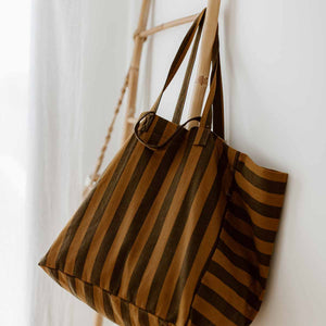ELISA TOTE BAG STRIPES CUMIN - BLACK