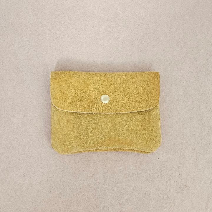 Kangood suede-effect leather coin purse: Moutarde daim