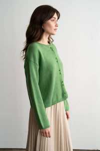 CREW NECK BUTTON CARDIGAN