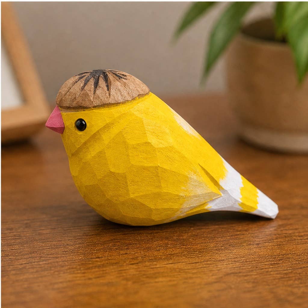 Artisan Hand-Carved Basswood Bird Figurine