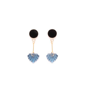 Onyx and Vintage Glass Drop Earrings MS04