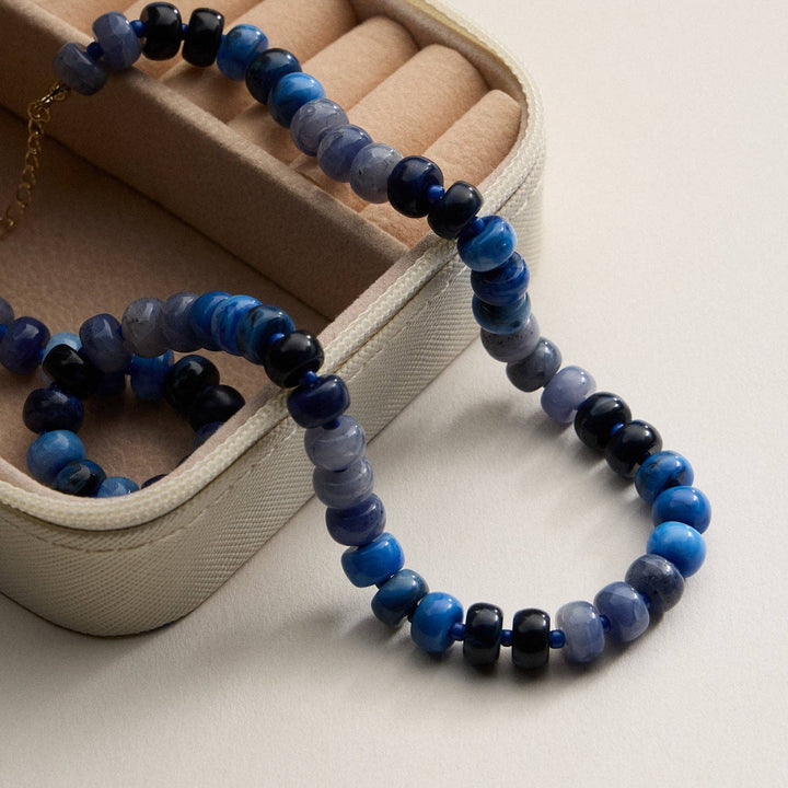 Gradient Color Round Disc Beaded Necklace DMT